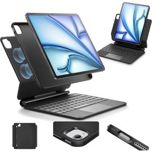 ESR for iPad Air 11 Inch Case with Keyboard M4/M3/M2 (2026/2025/2024) & iPad Pro 11/Air 5th/4th Gen Keyboard, Easy-Set Magnetic Stand, Portrait/Raised Modes, with Removable Protective Case, Black