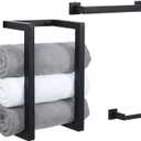OTraki Towel Rack for Rolled Towels, Towel Racks for Bathroom Wall Mounted Towel Storage Organizer Holder & Towel Hanger & Toilet Paper Modern Bath Towel Holder for Small Space Bathroom Black (3 Pack)