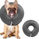 MIDOG Dog Cone Collar, Inflatable Dog Neck Donut Collar Alternative After Surgery, Soft Protective Recovery Cone for Small Medium Large Dogs and Cats Puppies - Alternative E Collar (Gray, M+)