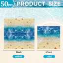 50Pcs Ocean Waves Paper Napkins - 13x13 Inches Seashell Starfish Nautical Design Luncheon Napkins Disposable Blue Ocean Themed Napkins for Birthday Baby Shower Pool Party Decoration Supplies