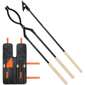 42" Fire Tongs Firewood Log Grabbers and Fire Poker Set, Portable Detachable Heavy Duty Large Fire Tongs Fire Poker Tools Set for Fire Pit, Fireplace, Camping, Bonfires Outdoor/Indoor