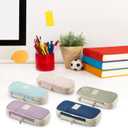 3 x Sonuimy Large Capacity Pencil Case Pouch, Cute Aesthetic Big Capacity Zipper Pencil Cases Pen Portable Office Stationery Makeup Bag, Desk Organizer for College Adults Women Men- Green