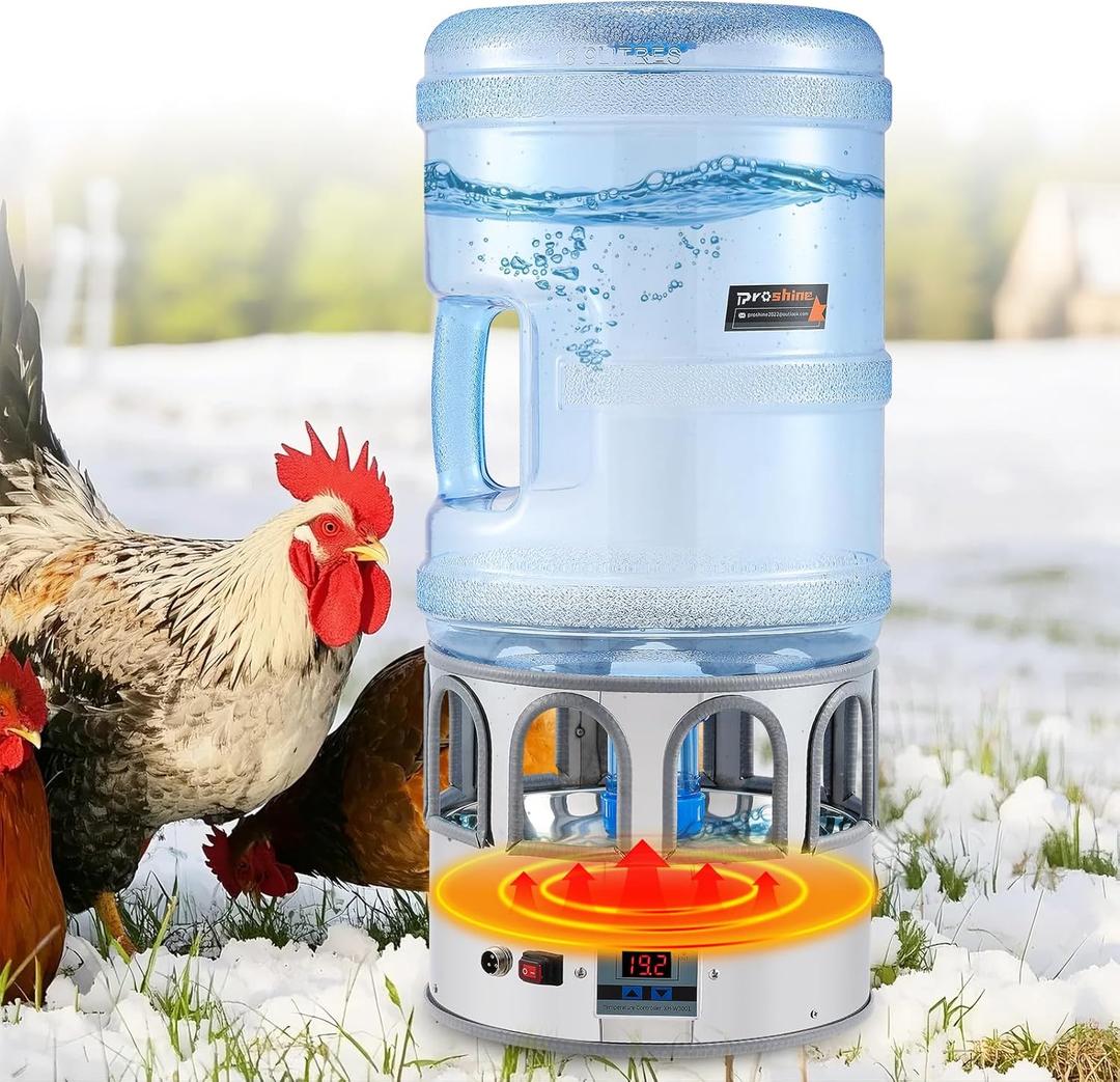 5 Gallon Chicken Waterer for Winter, Heated Chicken Waterer, Temp Controlling for Chickens, Ducks, Geese and Chicken Coop