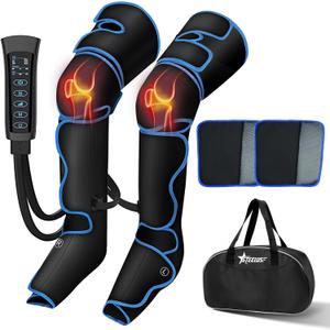 Leg Massager, Air Compression Massager with Heat, 6 Massage Modes & 3 Massage Intensities, for Foot, Calf, KneeThigh and Muscles Relaxation