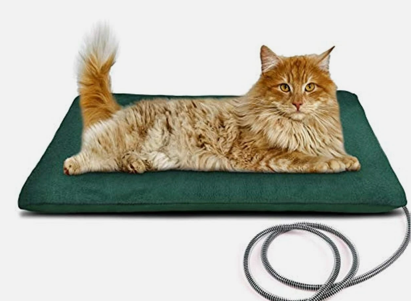 PETNF Outdoor Heated Pet Bed with Waterproof Cover,Pet Heating Pads for Dog,Soft Electric Blanket Auto Temperature Control,Heating Mat for Dog House Cabin Cot Doorway,Rescue Cats Green color