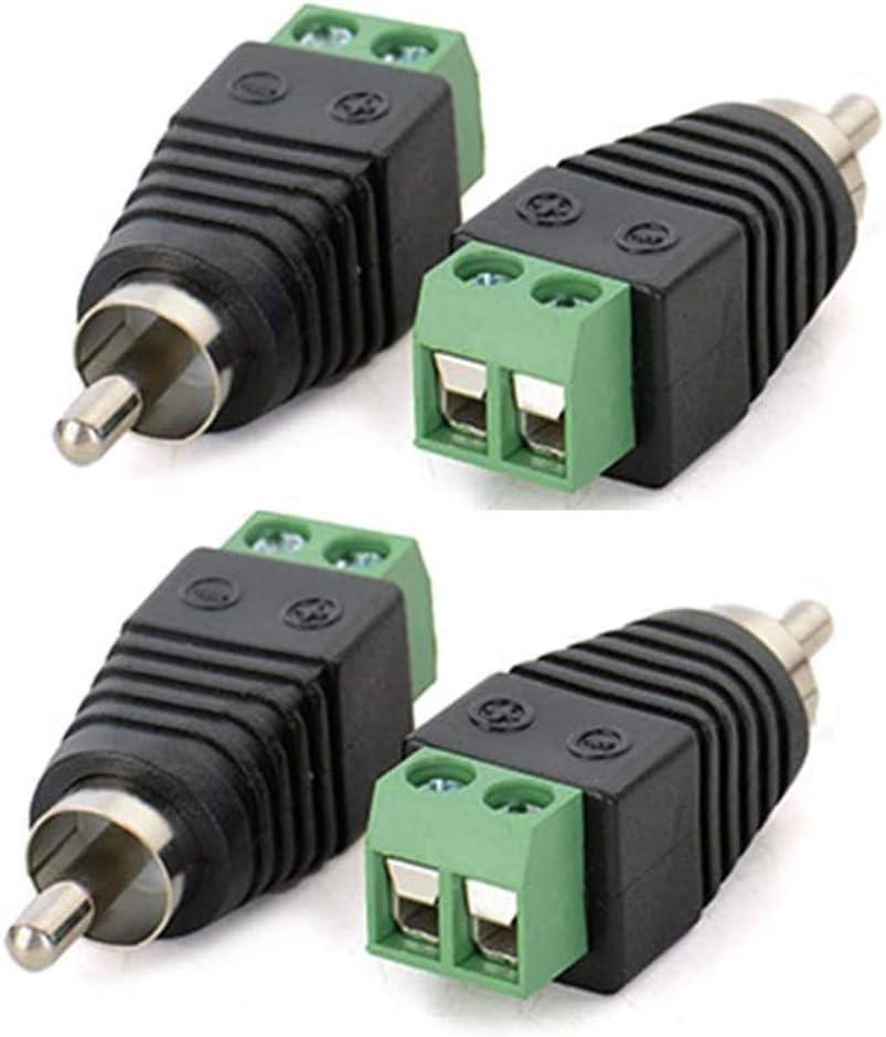 AILTECK Phono RCA Male Plug to AV Screw Terminal Audio Video Connector Speaker Wire to RCA Adapter 4-Pack