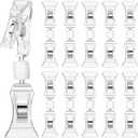Colarr 50 Pcs Double Sided Sign Clips - Rotatable Mini Clip Clear Plastic Sign Holder Stand for Label Clothing Business Cards Retail