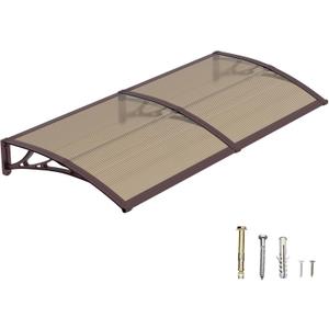 Awning for Door Entrance, 40x80 Inch Awnings for Patio, Durable Polycarbonate Window Awnings Exterior, UV Rain Snow Protection Canopy for House, Porch, Patio, Deck Brown bracket/brown panel, 40x80inch