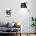 Nintiue Dimmable Floor Lamp, 1000 Lumens LED Edison Bulb Included, Brushed Nickel Arc Standing Tall Floor Lamp with Blue Shade for Living Room Bedroom Office Dining Room