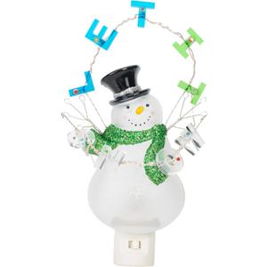 Let It Snow Snowman Flicker LED 8 Inch Plug-in Christmas Night Light