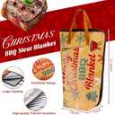 1 Pack 21in Christmas BBQ Blanket for Resting Meat Christmas Insulated Meat Resting Bag for Brisket Steaks Turkey, Pork, Xmas Gift for Dad, Husband, BBQ Lovers, Grill Accessories