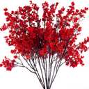 10 Pcs Babys Breath Artificial Flowers Bulk Real Touch Flowers Fake Flowers Silk Flowers for Home Decor Indoor Floral Arrangement Table Centerpieces Festival Party Decor (Red)