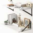 Deep Floating Shelves, 12 Inch Deep Floating Shelves for Wall, 24"W x 12"D Wall Shelves for Books, Rustic White Wooden Shelves, Large Wide Display Shelf for Bathroom, Living Room, Bedroom, Set of 1