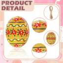 36 Pcs Easter Egg Ornaments Tree Decorations, Easter Ukrainian Eggs Wooden Ornaments Set with Hemp Rope Folk Art Round Wood Discs for Crafts Hanging Decorations Holiday Gift Event