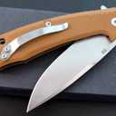 Eafengrow EF223 Folding Knife D2 Blade with G10 Handle Multi Pocket Knife Survival Outdoor Camping Survival (brown)