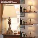 Seealle Touch Lamps for Nightstand - Bedside Lamps Set of 2, 3 Way Dimmable, USB C+A for Bedroom & End Tables (Brown&Oat)