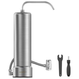 Countertop Water Filter, Stainless Steel 8000 Gallons Faucet Water Filtration System, Reduces 99.99% Chlorine, Lead, Heavy Metals, Bad Odor, OM-CF01 Included 1 Filter