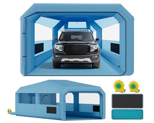 Albott 26.2x13.1x10 FT Inflatable Paint Booth with 950W+550W Blowers, Upgrade 4-Stage Filters System & Peak Roof, Portable Paint Booth with PVC Windows for DIY, Mobile Detailing, Auto Refinish