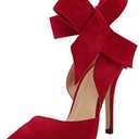 MMJULY Z&L Fashion Women's Pointy Toe High Heel Stiletto Big Bow Dress Pumps, Size 42
