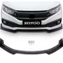 SCITOO 3PCS Black PP Front Bumper Body Kit Spoiler Chin Spoiler Front Bumper Lip Fit for 2016-2020 for Honda Civic