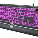 Backlit Large Print Keyboard, Wired Light Up Keyboards with 7-Color Backlit, Wrist Rest, Oversize Letters Keys Easy to See and Type, Corded Full-Size Keyboard for Windows Desktop, Laptop, PC, Gaming