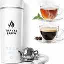Portable Travel Kettle with Tea Infuser- Mini Electric Kettle with 4 Temperature Settings, with Auto Shut-Off & Boil Dry Protection (White)