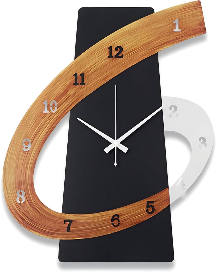 Modern Large Decorative Wall Clock20 inch Black Silent Non-Ticking Nordic Metal Wall Clocks for Living Room Home Kitchen Bedroom Cafes Office StaircaseArabic Numerals Quartz Clock((40x50cm), 15.7x19.7IN