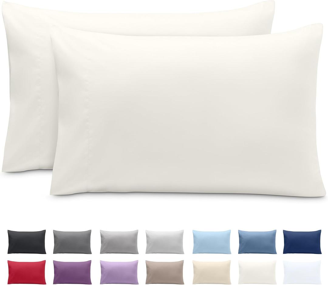 Bare Home Microfiber Pillow Cases - King Size 20x36 - Cooling Pillowcases - Double Brushed - Easy Care - Envelope Closure (King Pillowcase Set of 2, Cream)