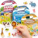 Reusable Sticker Books for Toddlers 1-3, Stickers for Toddlers 2-4 Years, Stickers for Kids, Reusable Toddler Travel Toys, Airplane Toys for Toddler 1-3 - Birthday Gifts for 3 Year Old Boys Girls 2-4,Bulk Value Pack
