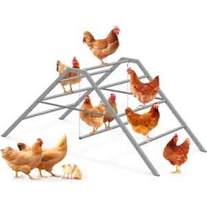Chicken Coop Perches with Swing, Roosting Bars for Chickens in Coop, Chicken Run Accessories Toy, Ladder for Pet's Healthy & Happy, Sturdy & Easy to Clean, Suitable for Backyard Farm 60.6*32.7*28.4 in