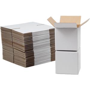 4x4x4 Inches Shipping Boxes Set of 40, White Corrugated Cardboard Box Literature Mailer for Packing Small Business