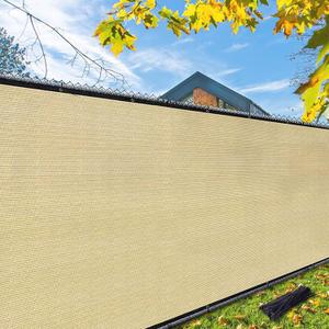 iCover 5x50ft Privacy Screen Fence, Outdoor Fencing Panels, Garden Windscreen Mesh Shade Sail Net Barrier, Fence Privacy Screen Reinforced Bindings and Brass Grommets Cable Zip Ties, Sand