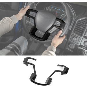 Voodonala Carbon Fiber Black Steering Wheel Bezel Decorative Trim for 2015-2020 Ford F150 F250 F350 Super Duty for 2018-2021 Ford Expedition