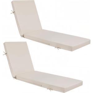 Fabuday Chaise Lounge Chair Cushions for Outdoor Furniture - 72 x 21 x 3 Inch Waterproof Patio Pool Sunbrella Lounger Pads Replacement with Removable Cover, Beige, Set of 2
