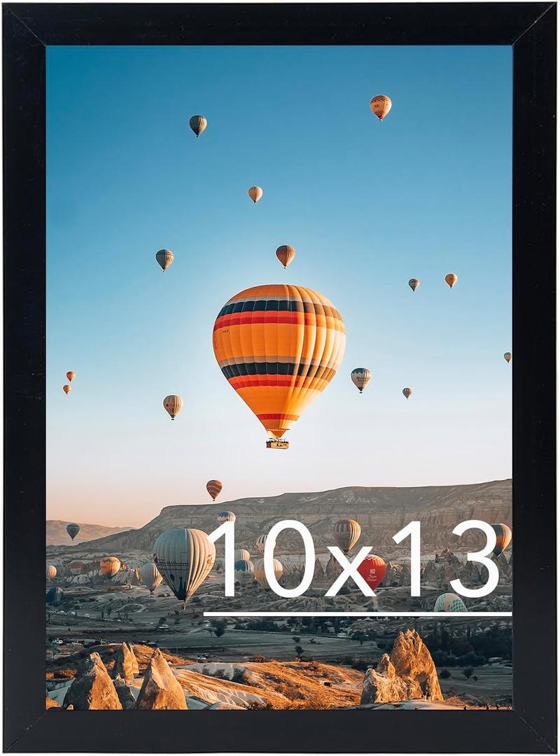 10x13 Picture Frame Black for Wall Hanging, Wall Mounting Horizontally or Vertically, 10 x 13 Wall Gallery Poster Photo Frame with Shatter Resistant Plexiglass, Black