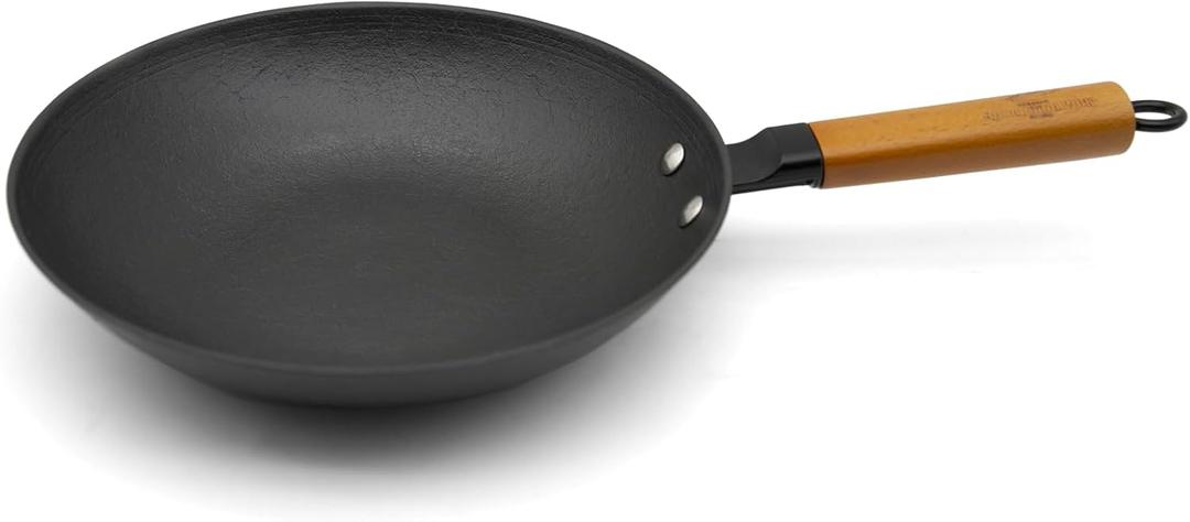 10 inch Omelette Pan, Uncoated ICH Clay Mold Cast Iron Egg Frying Pan with Wood Handle, Preseasoned Lightweight Healthy Small Skillet for All Stoves