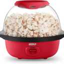 Dash SmartStore Stirring Popcorn Maker - Hot Oil Electric Popcorn Popper with Butter-Warming Tray, Clear Serving Bowl & Measuring Cup - 12 Cups, Red