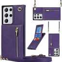 Compatible with Samsung Galaxy S23 Ultra Case 6.8 Inch, Pocket Purse Handbag Shoulder Strap Stylish Protective Cover for Galaxy S23 Ultra (Romantic Purple)