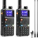 [Chirp Compatible] BAOFENG UV-5G Plus GMRS Handheld Radio, Long Range Rechargeable 5W Two Way Radio, 999 Channels, with NOAA Weather Receiving, 2500mAh Battery USB-C Port, 8" & 15.5" Antennas, 2 Pack