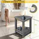 HDPE Corner Shower Stool for Shaving Legs, Waterproof Shower Stool with Storage Shelf for Bathroom,Grey
