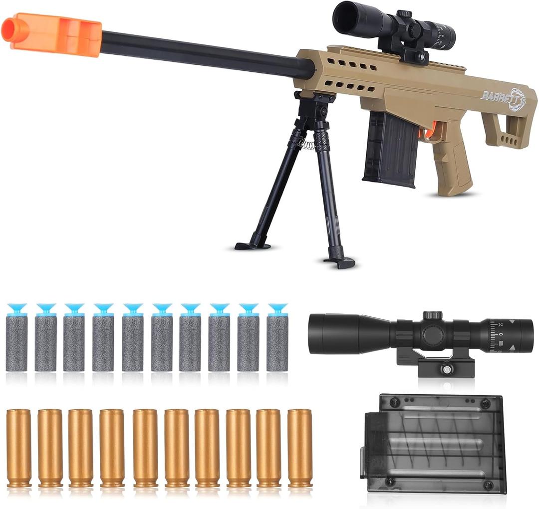 Toy Gun with Soft Bullet Guns, Toy Blasters & Guns with Shell Ejection, Shell Ejecting Shotgun with 10 Foam Soft Bullets & 10 Shells & Scope Sniper, Party Birthday Gifts for Boys Girls Age 8+