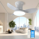 Ceiling Fans with Lights Remote Control, Modern Low Profile Ceiling Fan with Quiet Reversible DC Motor for Bedroom Living Room and Patio White