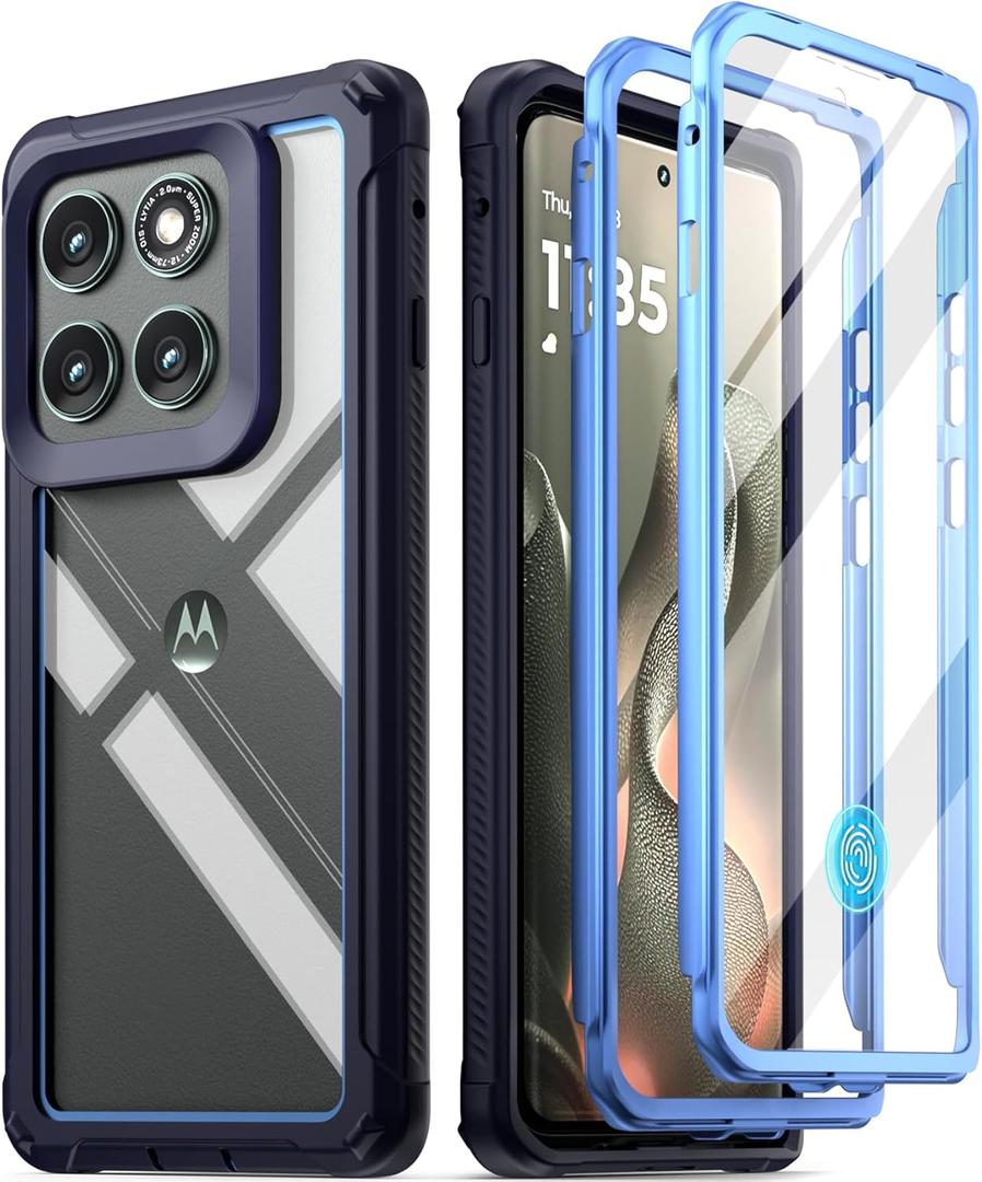 Poetic Guardian Case for Motorola Moto Edge 2025 [Not for 2024 Version], [20FT Mil-Grade Drop Tested], Full Body Hybrid Shockproof Bumper Cover with Built-in Screen Protector, Blue/Clear
