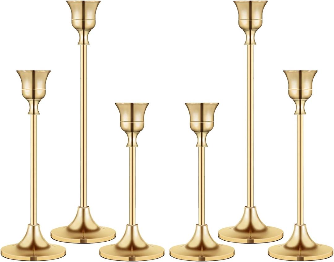 Candlestick Holders, Taper Candle Holder for Candlesticks Gold Brass Vintage Candle Stick Candle Holders Candelabra Candle Holder for Fireplace Party Dining Home (2sets)