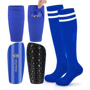 Hryrbay Kids Soccer Shin Guards Toddler Shin Pads with Sleeves and Socks for Age 3-16 Protective Lightweight Soccer Equipment Ideal for Playing Training Inspired by The World Cup M(6-9 Years)