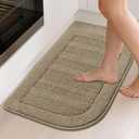 BEQHAUSE 30x18 Inch Kitchen Rug Mat Durable Kitchen Rugs Non-Slip Washable Absorbent Kitchen Mats for Floor Dirt-Resistant Semicircular Kitchen Mat (Beige)
