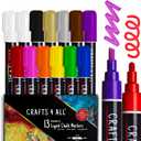 Crafts 4 All Liquid Chalk Markers for Blackboard Signs, Bistro Menu, Car Window Glass - Dry Erase, Washable - 13 Colored Chalk Pens w/Reversible Tips & Tweezers - Bonus White Chalkboard Marker