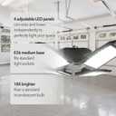 15,000 Lumen LED Adjustable 4 Panel Bulb, Uses Only 140W, Daylight, E26 Base, LED Garage Light for Indoors Workshop Warehouse