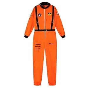 PROMOTED TO BIG SISTER Mens Astronaut Costume Adult Spaceman Halloween Jumpsuit (Orange, XLarge)