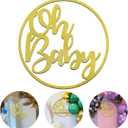 13.8in Oh Baby Sign for Baby Shower Backdrop Gold Wooden Baby Shower Banner Sign for 1st Birthday Backdrop, Oh Baby Wood Sign for Wall Photo Props, Baby Announcements (Gold)